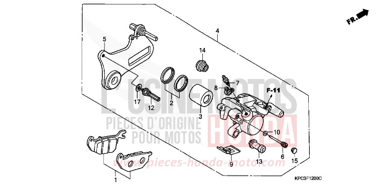 ETRIER DE FREIN ARRIERE de Varadero 125 BRITANY SILVER METALLIC (NH403) de 2005